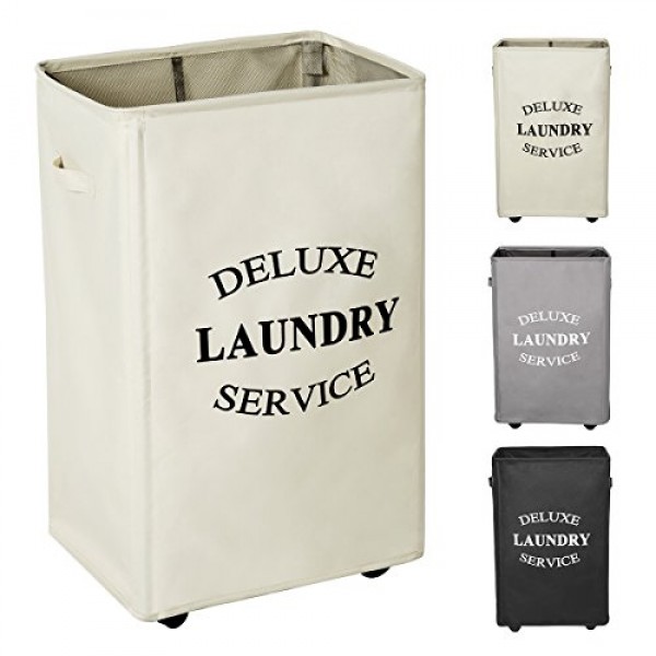 WOWLIVE Large Rolling Laundry Hamper Basket with Wheels Durable Di...