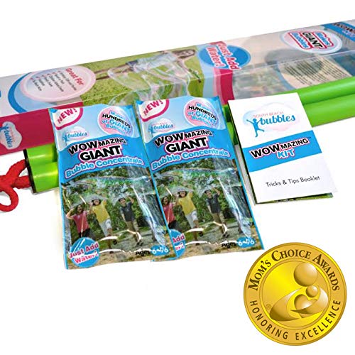 WOWMAZING Giant Bubble Wands Kit: 3-Piece Set | Incl. Wand, Big ...