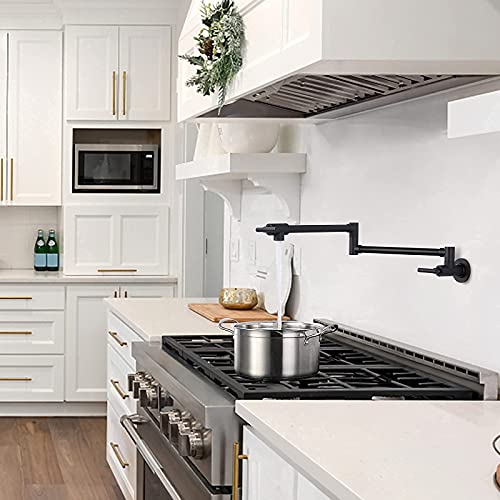 WOWOW Pot Filler Faucet Matte Black Commercial Wall Mount Faucet B...