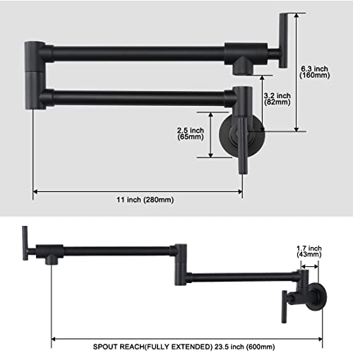 WOWOW Pot Filler Faucet Matte Black Commercial Wall Mount Faucet B...