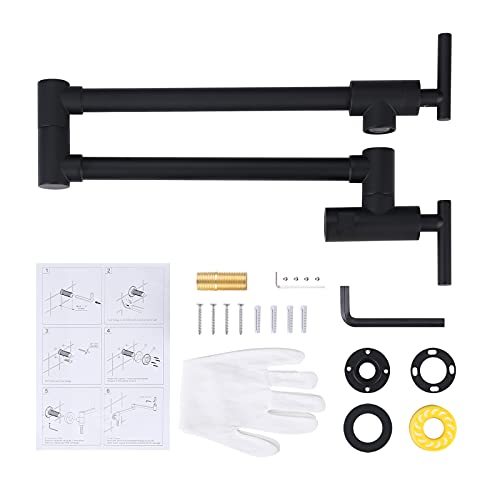 WOWOW Pot Filler Faucet Matte Black Commercial Wall Mount Faucet B...