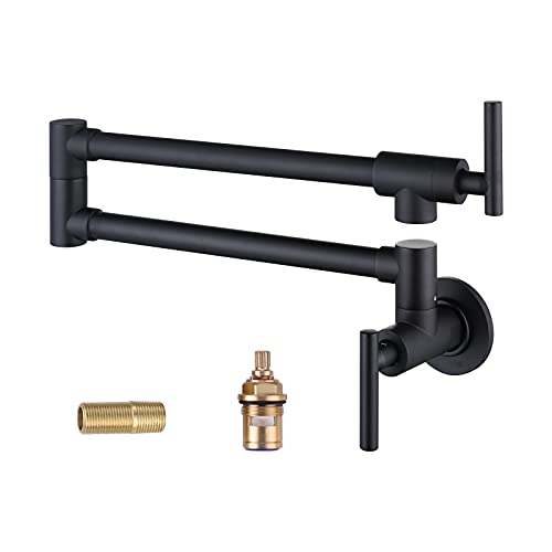 WOWOW Pot Filler Faucet Matte Black Commercial Wall Mount Faucet B...
