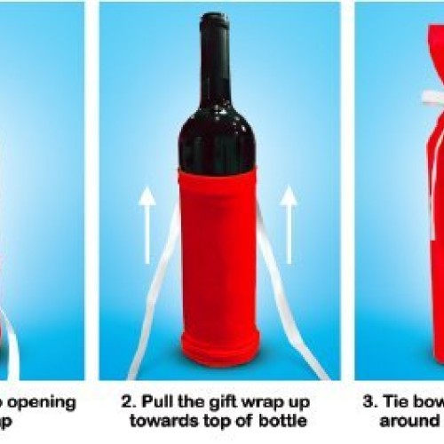 Deluxe Wine Bags- Velvet and Sparkle Stretch Fabric - Set of 4 wit...