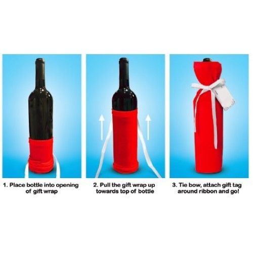 Deluxe Wine Bags- Velvet and Sparkle Stretch Fabric - Set of 4 wit...