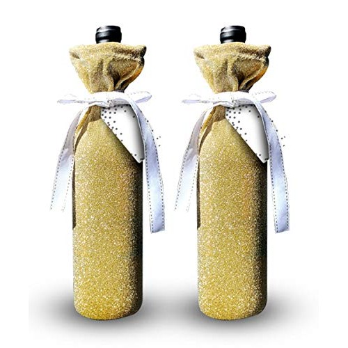 Deluxe Wine Bags- Velvet and Sparkle Stretch Fabric - Set of 4 wit...