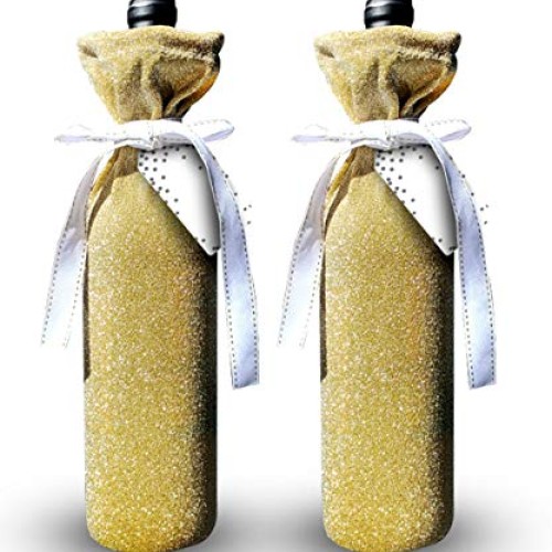 Deluxe Wine Bags- Velvet and Sparkle Stretch Fabric - Set of 4 wit...