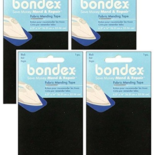 Bondex Iron-On Mending Fabric 6-1/2X14-Black 4 Pack