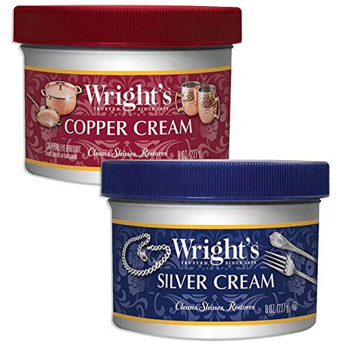 Wrights Silver and Copper Cream Cleaner and Polish - 8 Ounce Each...