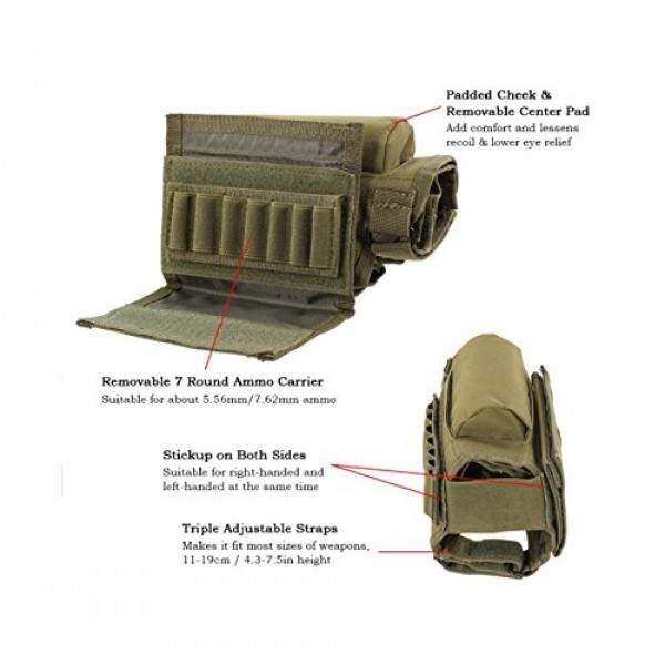 Wsobue Rifle Buttstock, Hunting Shooting Tactical Cheek Rest Pad A...