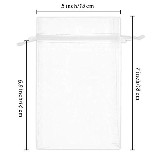 Wuligirl 100pcs 5X7 Inches Christmas Drawstring Organza Gift Bag P...