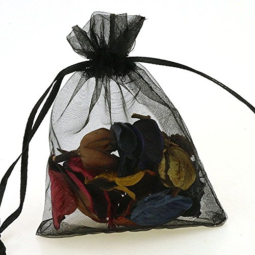 Wuligirl 100pcs Drawstring Organza Gift Bags 5 x 7 Inch Black Tran...