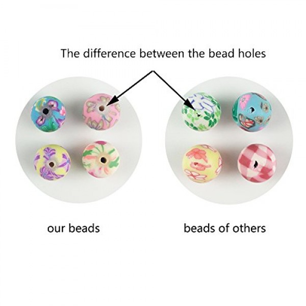 WXBOOM 100pcs Assorted Handmade Colorful Pattern Beads Fimo Polyme...