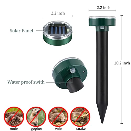 Snake Repellent 10 Pack Mole Repellent for Lawns, Solar Powered So...