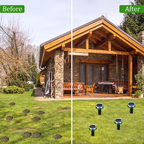 Snake Repellent 10 Pack Mole Repellent for Lawns, Solar Powered So...