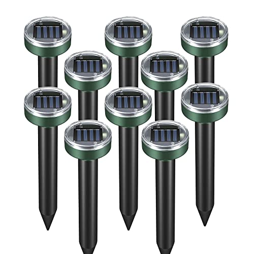 Snake Repellent 10 Pack Mole Repellent for Lawns, Solar Powered So...
