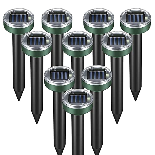Snake Repellent 10 Pack Mole Repellent for Lawns, Solar Powered So...