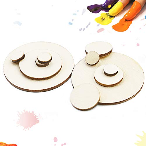 WYKOO 525 Pieces Unfinished Round Wooden Discs, 5 Size Wood Cutout...
