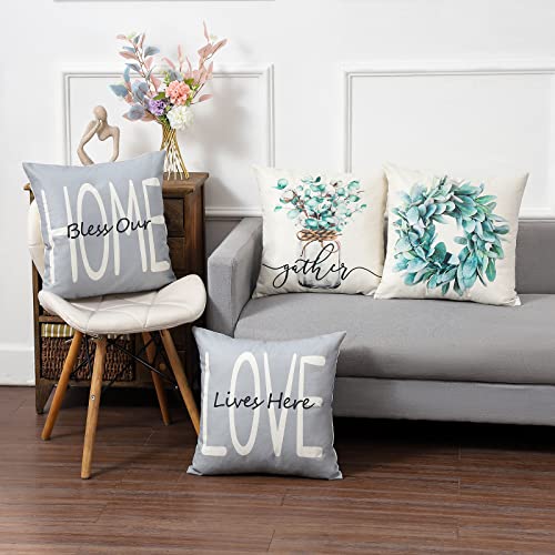 wyooxoo Throw Pillow Covers 18x18 Set of 4 Farmhouse Pillow Covers...