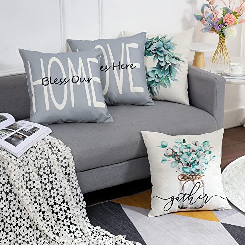 wyooxoo Throw Pillow Covers 18x18 Set of 4 Farmhouse Pillow Covers...