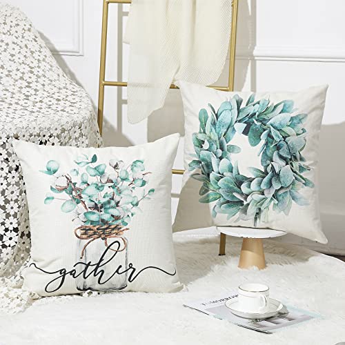 wyooxoo Throw Pillow Covers 18x18 Set of 4 Farmhouse Pillow Covers...