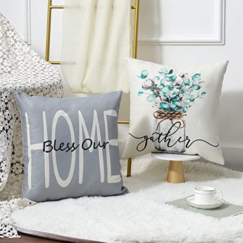 wyooxoo Throw Pillow Covers 18x18 Set of 4 Farmhouse Pillow Covers...