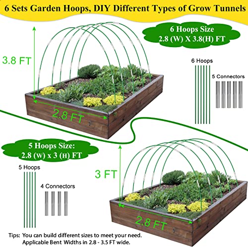 Greenhouse Hoops Grow Tunnel 6 Sets of 8FT Long Garden Hoops, Rust...
