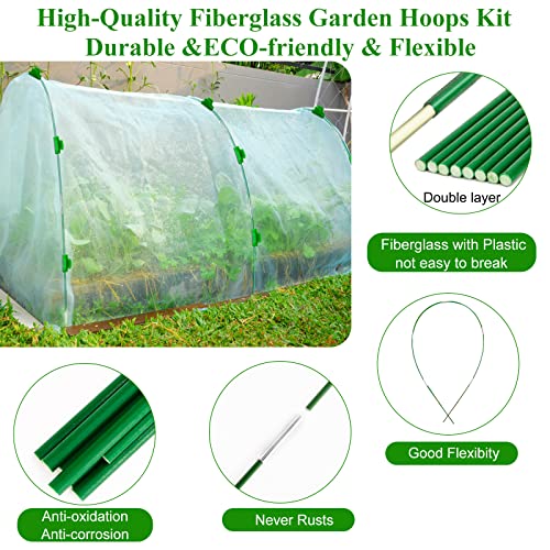 Greenhouse Hoops Grow Tunnel 6 Sets of 8FT Long Garden Hoops, Rust...