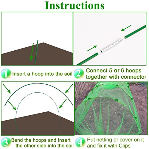 Greenhouse Hoops Grow Tunnel 6 Sets of 8FT Long Garden Hoops, Rust...