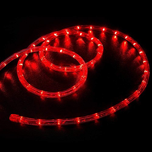 WYZworks 150 ft Red LED Rope Lights - 2 Wire Christmas Holiday Dec...
