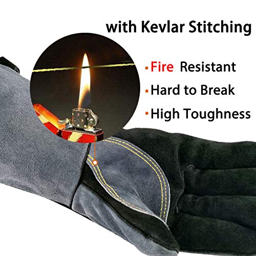 WZQH 16 Inches,932℉,Leather Forge Welding Gloves, with Kevlar Stit...