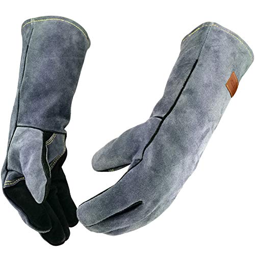 WZQH 16 Inches,932℉,Leather Forge Welding Gloves, with Kevlar Stit...