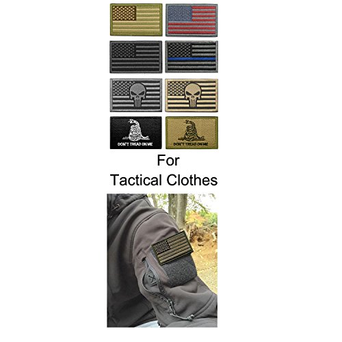 WZT Bundle 8 Pieces American Flag Tactical Morale Military Patch Set