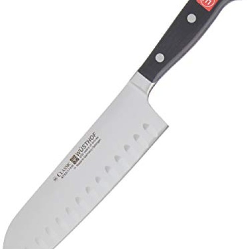 Wusthof CLASSIC Santoku w/Board, One Size, Black, Stainless Steel
