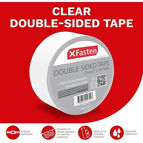 XFasten Double Sided Tape Clear, Removable, 2-Inch by 30-Yards, Id...