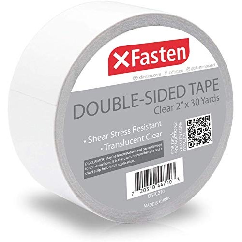 XFasten Double Sided Tape Clear, Removable, 2-Inch by 30-Yards, Id...