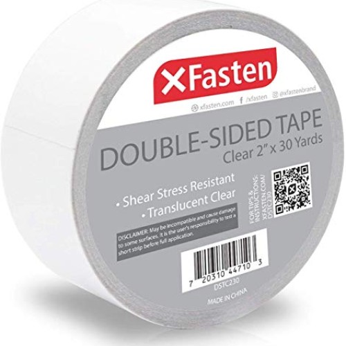 XFasten Double Sided Tape Clear, Removable, 2-Inch by 30-Yards, Id...