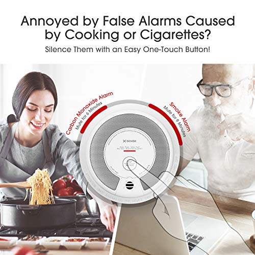 X-Sense 2-in-1 Smoke and Carbon Monoxide Alarm Not Hardwired, 10...