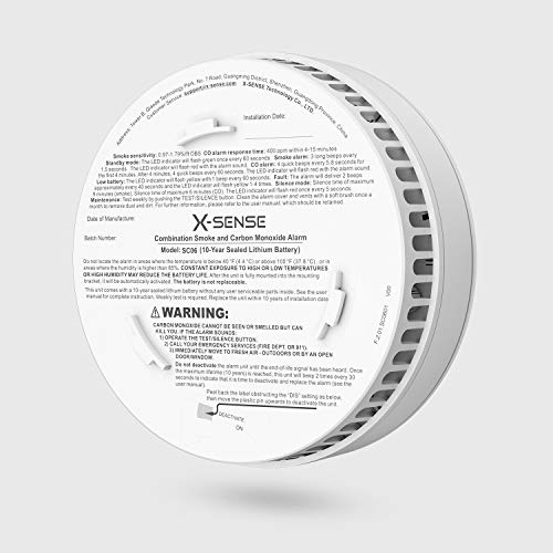 X-Sense 2-in-1 Smoke and Carbon Monoxide Alarm Not Hardwired, 10...