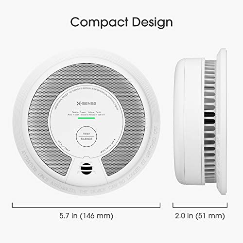 X-Sense 2-in-1 Smoke and Carbon Monoxide Alarm Not Hardwired, 10...