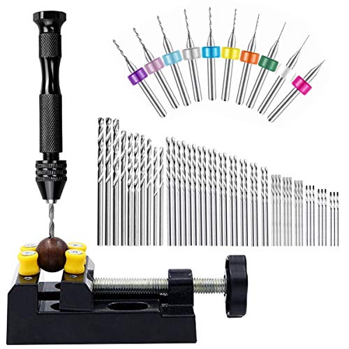60 Pieces Pin Vises Hand Drill Bits Micro Mini Twist Drill Bits Se...