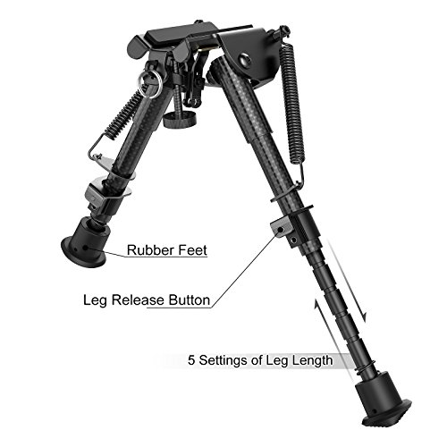 XAegis Carbon Fiber 6- 9 Rifle Bipod with Picatinny Adapter, Car...