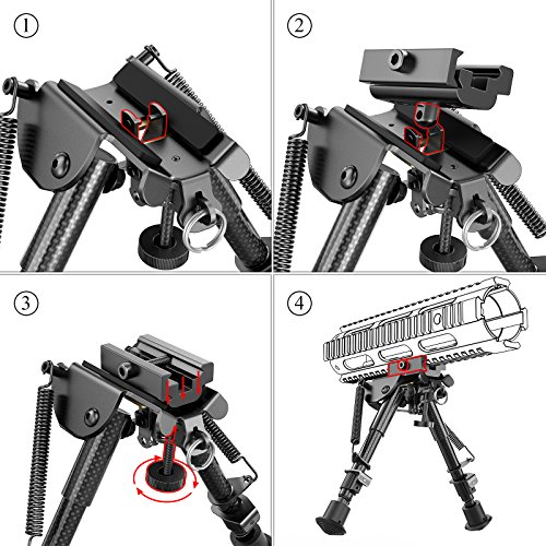 XAegis Carbon Fiber 6- 9 Rifle Bipod with Picatinny Adapter, Car...
