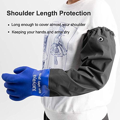 Long Sleeve Working Gloves, Xaoyaya Waterproof Rubber Gloves Shoul...