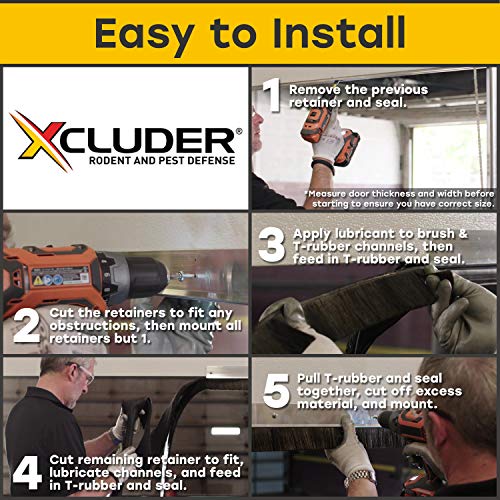 Xcluder - 162972 X2 Rodent Proof Garage Door Seal Kit; 8 Ft. x 2.0...