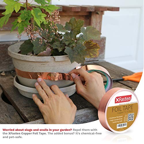 XFasten Conductive Copper Tape, 1-Inch x 12-Yards, Slug Repellent,...