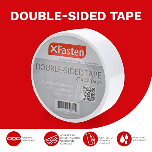 XFasten Double Sided Tape, White, Removable and Residue-Free, 2-In...