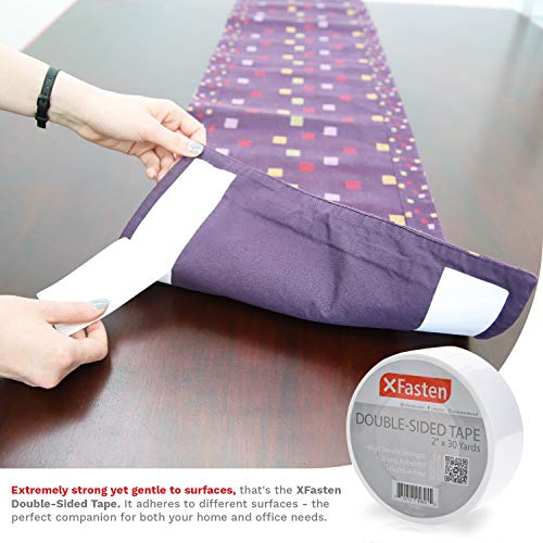 XFasten Double Sided Tape, White, Removable and Residue-Free, 2-In...