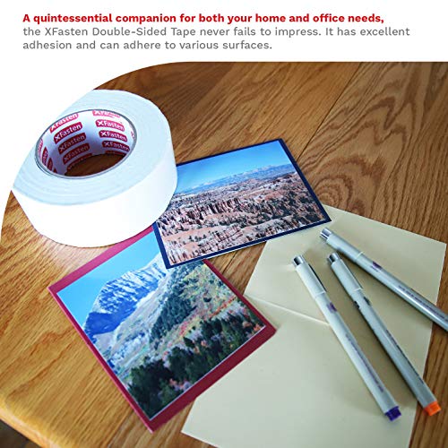 XFasten Double Sided Tape, White, Removable and Residue-Free, 2-In...