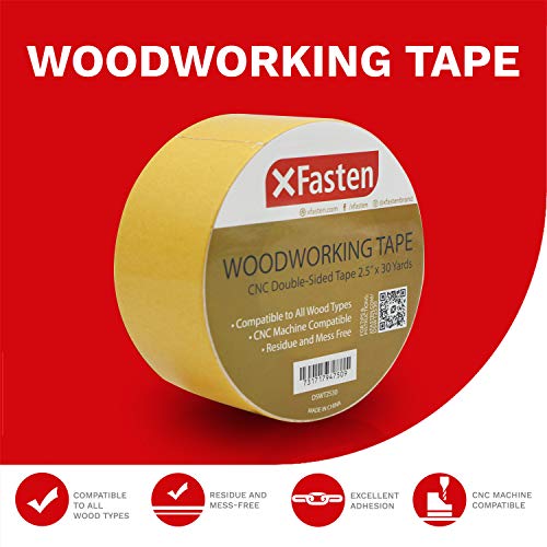 XFasten Double Sided Woodworking Tape w/Yellow Backing 2.5 Inches ...