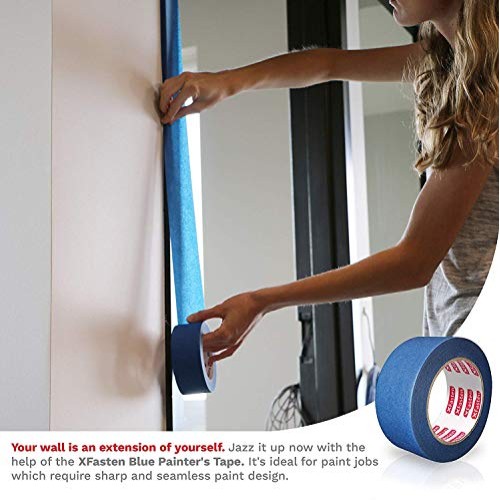 XFasten Professional Blue Painters Tape, Edge Lock, 2 by 60 Yards...